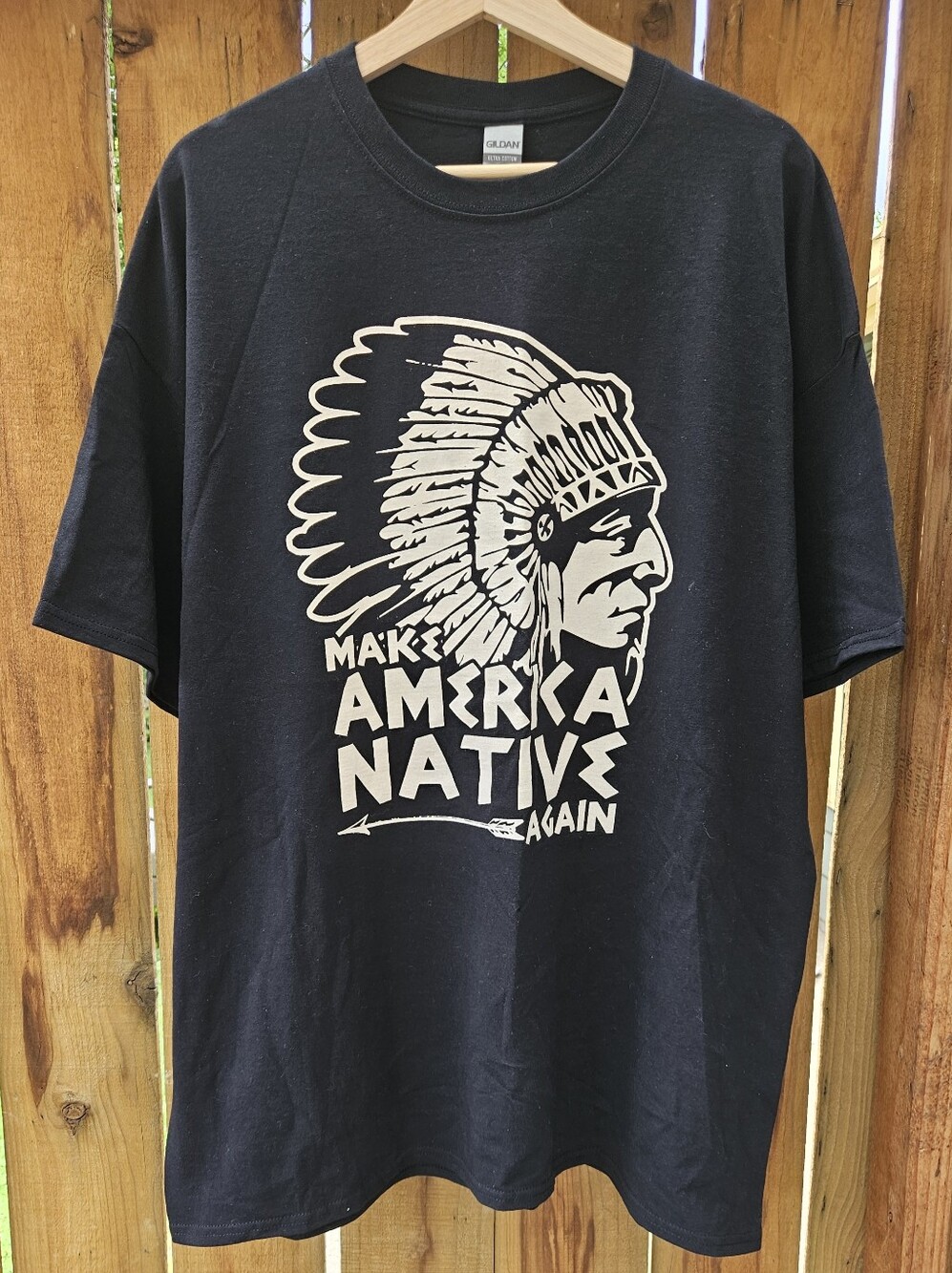 Gildan Black Short-Sleeve 'Make America Native Again' Chief Tee sz XL